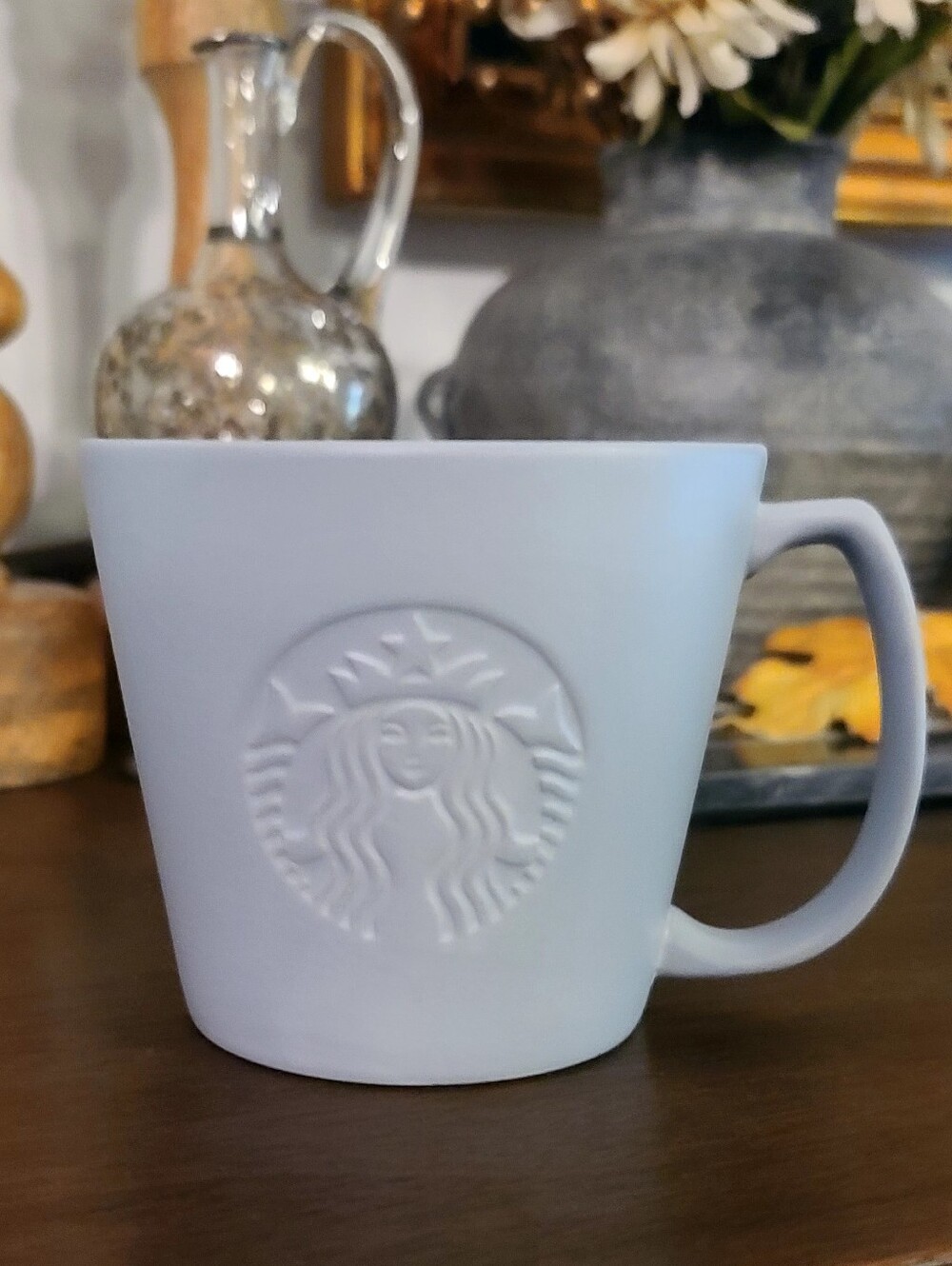 Starbucks Matte Light Gray Ceramic Mug with Embossed Logo-2019